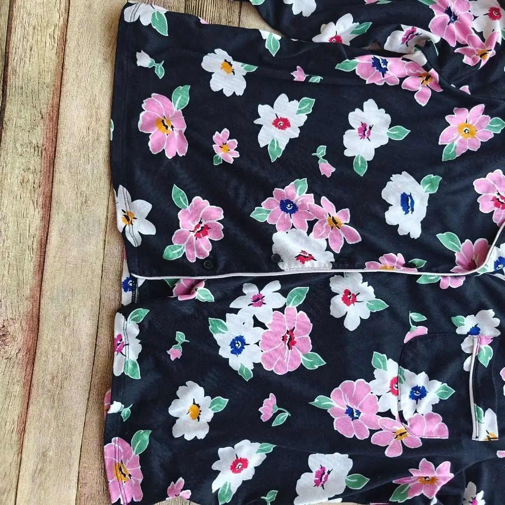 Kate Spade Floral Pajama Set Black Pink Size Large / X-Large